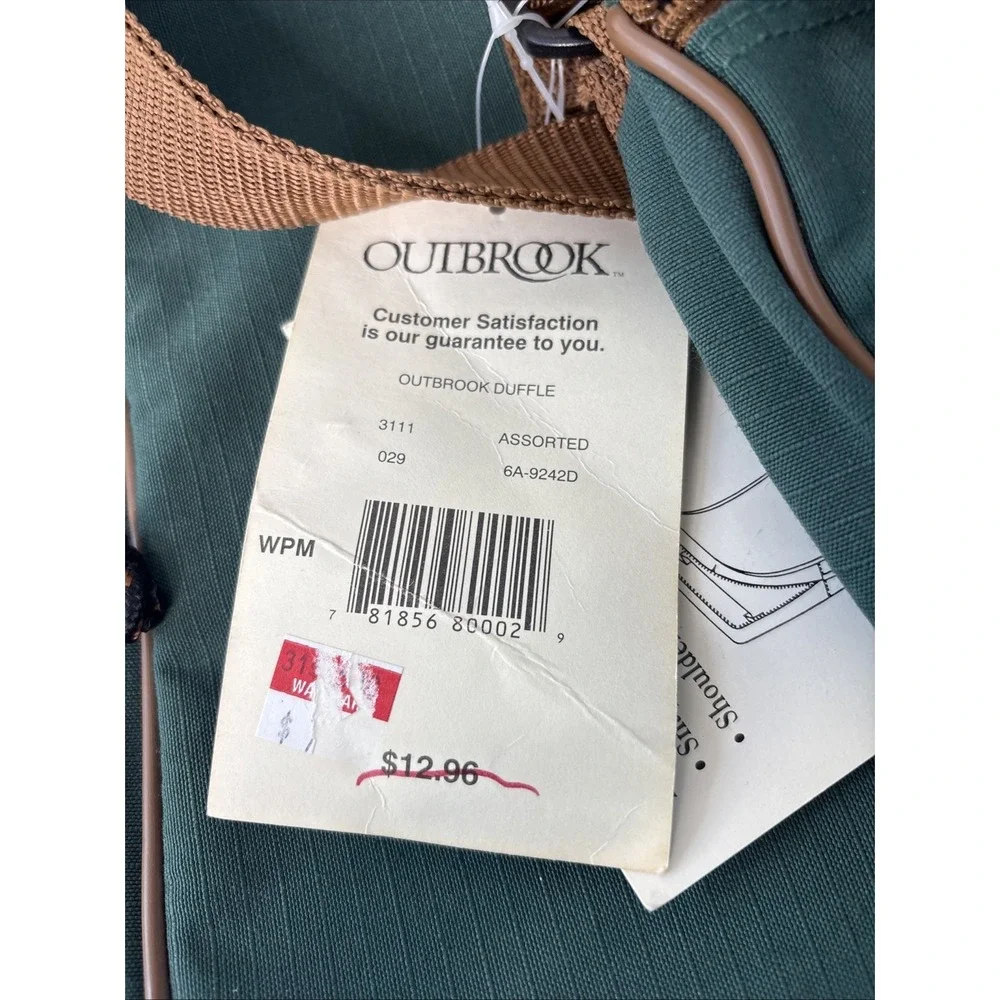 Vtg Outbrook Duffel Bag Set Green Canvas Suede Detachable Travel Organizer NEW